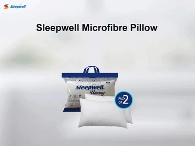Sleepwell Fiber Lite Pillow | Medium Soft | Micro-Peach Fabric | Luxurious Feel Microfibre, Polyester Fibre Solid Sleeping Pillow Pack of 2(White)