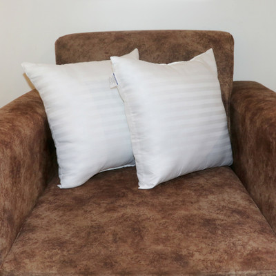 VLYSIUM PERFECT SLEEPER cushion 14x14 inch set of 2 pillow insert for sofa (35*35 cm) Polyester Fibre Stripes Cushion Pack of 2(White)