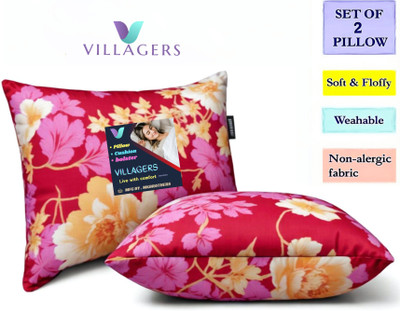 VILLAGERS LUXURY Polyester Fibre Abstract Sleeping Pillow Pack of 2(Pink)