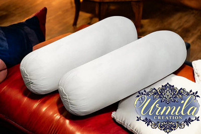 Urmila Creation Round Microfibre Solid Bolster Pack of 2(White)