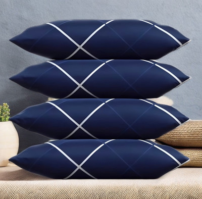 EIRINI Microfibre Sleeping Pillow Pack of 4 Solid LUXURY(Blue)