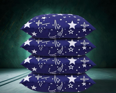 Regnar Luxury Polyester Fibre Abstract Sleeping Pillow Pack of 4(Blue)