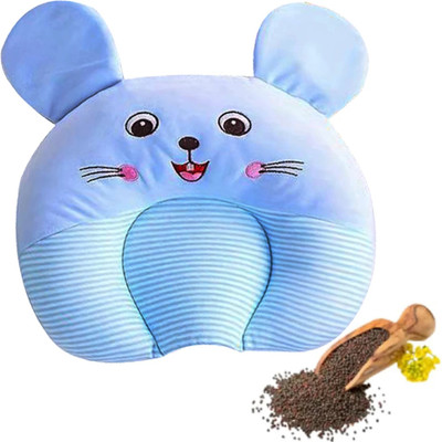 NME Collection Mustard Seeds Baby Pillow Pack of 1 Animals(Blue)