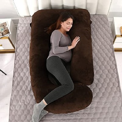JoJo ultra soft j shaped pillow Microfibre, Polyester Fibre Solid Pregnancy Pillow Pack of 1(Brown)