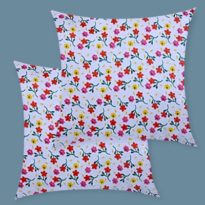 SOFT SNOOZE Microfibre Floral Cushion Pack of 2(White)