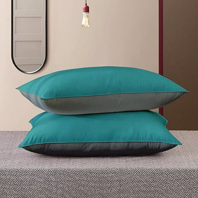 Relaxfeel Microfibre Solid Sleeping Pillow Pack of 2(TealGrey16x24pillow)