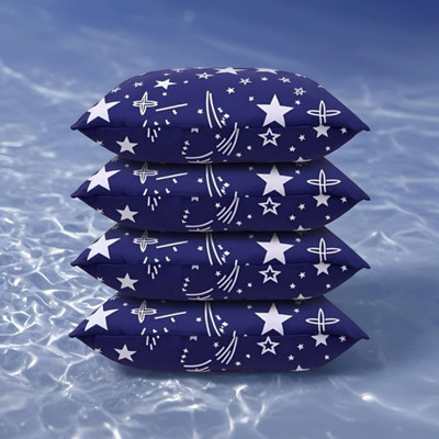 SOFT SNOOZE Luxury Microfibre Abstract Sleeping Pillow Pack of 4(Blue)
