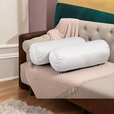 Urmila Creation Polyester Fibre Solid Bolster Pack of 2(White)