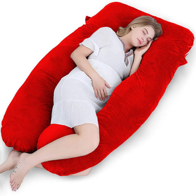 THUKRAN U Shape Polyester Fibre Solid Pregnancy Pillow Pack of 1(Red)