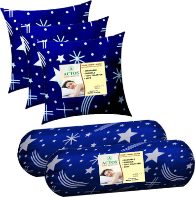 ACTOS Microfibre Geometric Bolster Pack of 5(BlueWhite8)