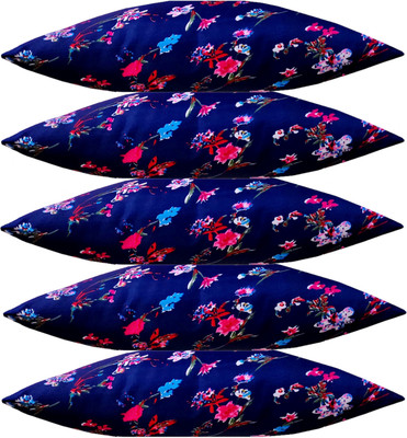 GKM Microfibre Floral Sleeping Pillow Pack of 5(Blue)