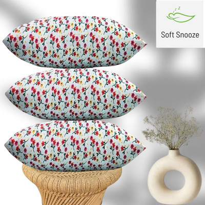 SOFT SNOOZE Microfibre Sleeping Pillow Pack of 3 Floral Luxury(White)