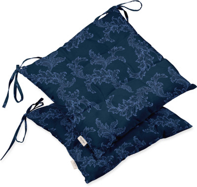 Vargottam Polyester Fibre Motifs Chair Pad Pack of 2(Navy Blue 1)