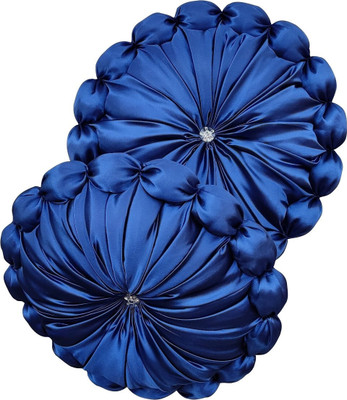 Pillowwala Charming Look Microfibre Solid Cushion Pack of 2(Blue)