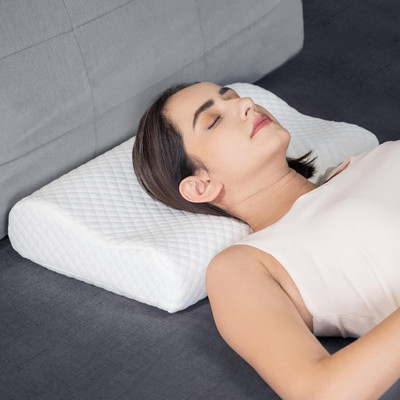Krishna Enterprise Memory Foam Orthopedic Bed Pillow for Sleeping & Neck Pain Relief Suitable - Memory Foam Solid Orthopaedic Pillow Pack of 1(White)