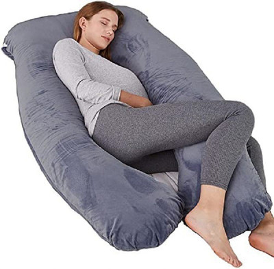 WILD MINT Microfibre Solid Pregnancy Pillow Pack of 1(Grey)