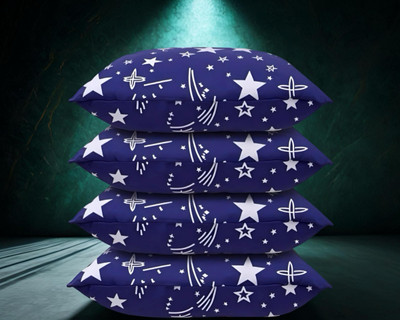 Regnar Luxury Polyester Fibre Abstract Sleeping Pillow Pack of 4(Blue)