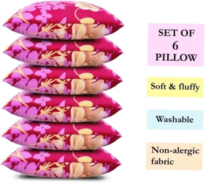 KHUKU Microfibre Solid Sleeping Pillow Pack of 6(Multicolor)