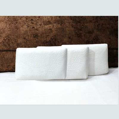 CUSHIO Memory Foam Solid Orthopaedic Pillow Pack of 3(White)