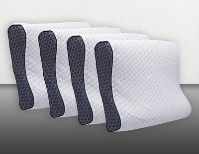 AYKA Memory Foam Geometric Sleeping Pillow Pack of 4(White)