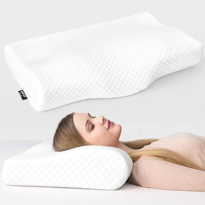 Waveline Memory Foam Solid Orthopaedic Pillow Pack of 1(White)