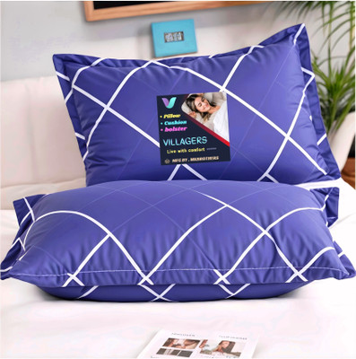 NKSNIMYSTORE LUXURY Microfibre Abstract Sleeping Pillow Pack of 2(Blue)