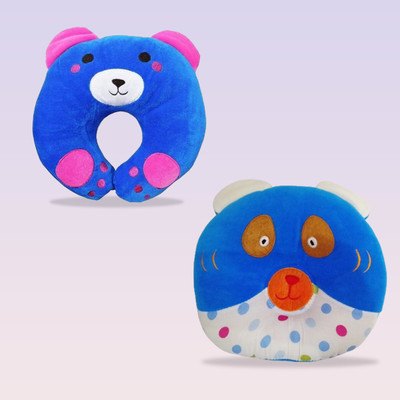 Toes Kids Mustard Seeds, Microfibre Baby Pillow Pack of 2 Animals Soft & Lightweight, Head Shaping Baby Pillow | Ideal for Newborns & Toddlers |(Red, Blue)