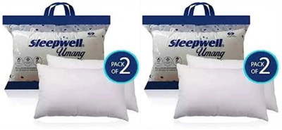 Sleepwell Pillow Set || Comfort And Support Pillow Microfibre Solid Sleeping Pillow Pack of 4(White)