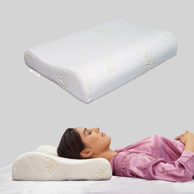 RINIPO Contour Cervical Sleeping Pillow for Neck & Back Pain Relief | Memory Foam Geometric Orthopaedic Pillow Pack of 1(Off White)