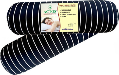 ACTOS Round Microfibre Stripes Bolster Pack of 2(Black34)