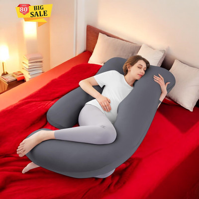 THUKRAN Polyester Fibre Solid Pregnancy Pillow Pack of 1(Grey)