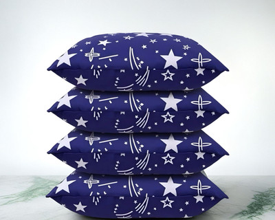 Regnar Luxury Polyester Fibre Abstract Sleeping Pillow Pack of 4(Blue)