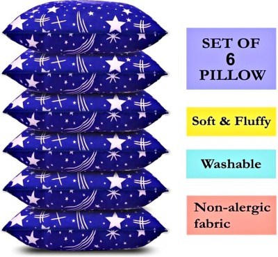 VILLAGERS LUXURY Polyester Fibre Abstract Sleeping Pillow Pack of 6(Blue)