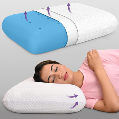 HOMESO Cooling Gel Pillow Memory Foam Solid Orthopaedic Pillow Pack of 1(White)