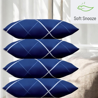 SOFT SNOOZE Microfibre Sleeping Pillow Pack of 4 Abstract Soft Luxury(Blue)