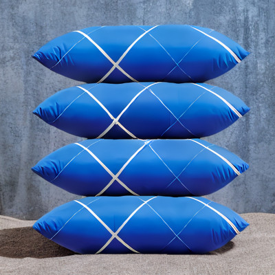 YPOLOIPO LUXURY Polyester Fibre Abstract Sleeping Pillow Pack of 4(Blue)