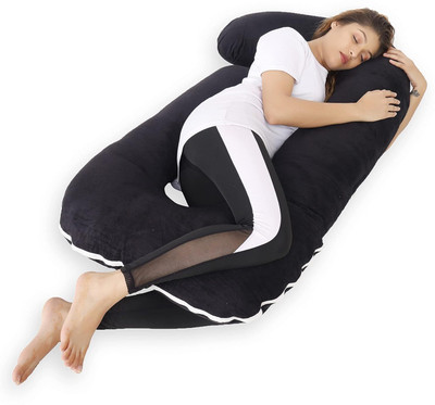 dyf ultra soft j shaped Polyester Fibre Solid Pregnancy Pillow Pack of 1(Black)