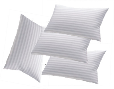 RACCOON Microfibre Stripes Sleeping Pillow Pack of 4(White)