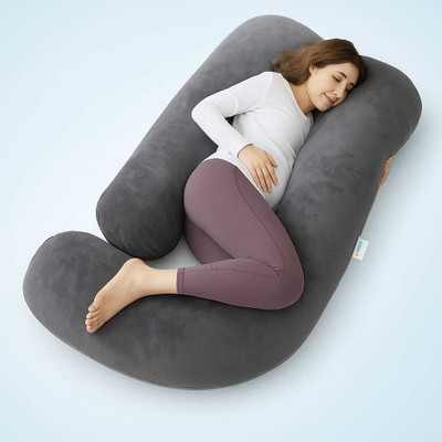 VRINDAKUL Polyester Fibre Pregnancy Pillow Pack of 1 Solid(GRAY)