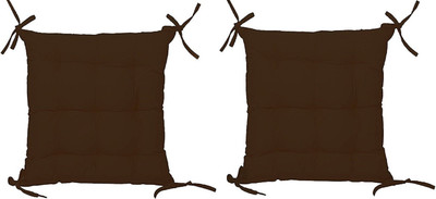 LINENWALAS Microfibre Solid Chair Pad Pack of 2(Umber Brown)