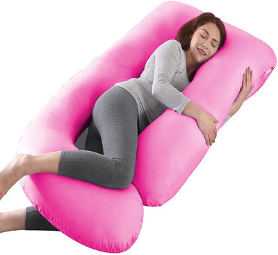 OZLY ultra soft j shaped pillow Microfibre, Polyester Fibre Solid Pregnancy Pillow Pack of 1(Pink)
