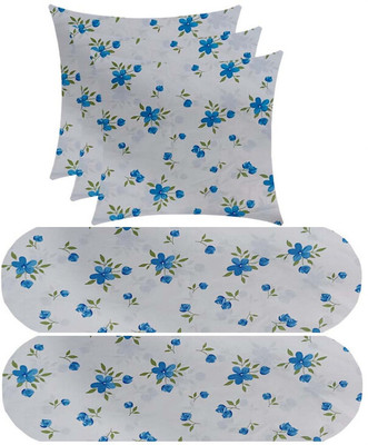 PALVIT Microfibre Abstract Bolster Pack of 5(Blue)