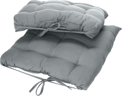 SIROKI BOND Microfibre Square Chair Pad for Office Home Sitting Soft Chair Cushion Pad Microfibre Solid Chair Pad Pack of 2(Grey)