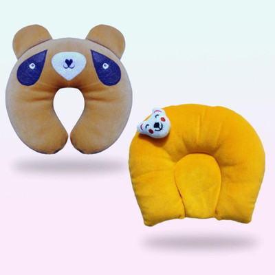 Joynap Cotton Toons & Characters Baby Pillow Pack of 2(Brown, Yellow)