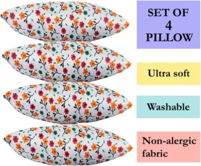 YABAN LUXURY Polyester Fibre Abstract, Floral Sleeping Pillow Pack of 4(Multicolor)