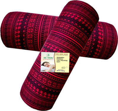 ACTOS Microfibre Abstract Bolster Pack of 2(Maroon)