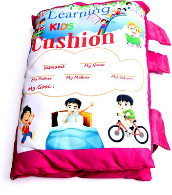 A TO Z ENTERPRISE Baby Learning Printed Velvet Pillow/Cushion/Toys/Soft Toys/Toddler Pillow Cotton Animals, Birds, Alphanumeric Baby Pillow Pack of 1(Pink)