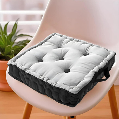 KUBER INDUSTRIES Microfibre Solid Chair Pad Pack of 1(Gray)
