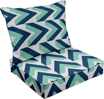 Vargottam Foam Geometric Chair Pad Pack of 2(Royal Blue)
