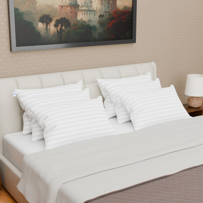 HOMESTIC by Kuber Industries Microfibre Stripes Sleeping Pillow Pack of 6(White)